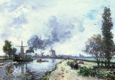 Dutch Landscape with Windmills by Johan Barthold Jongkind